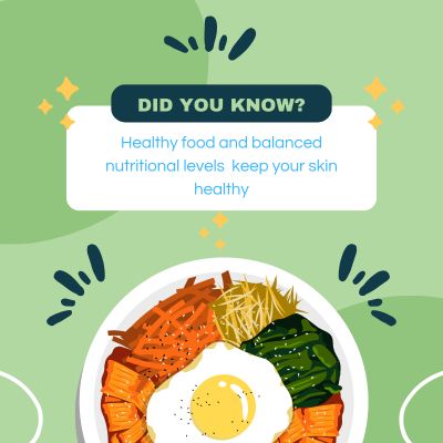 healthy food and balanced nutritional levels keep your skin healthy